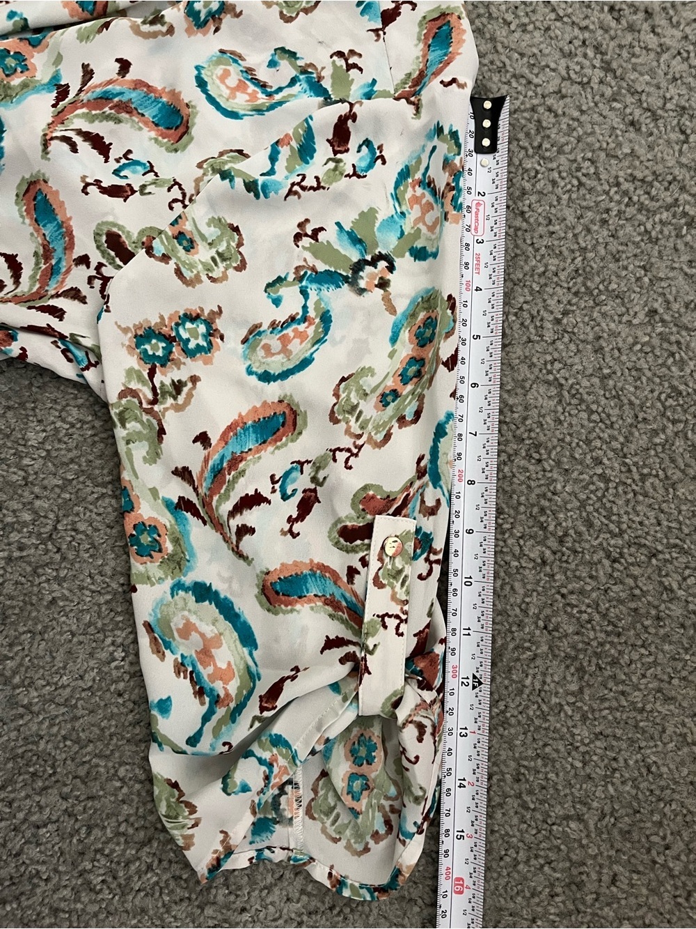 Cato Cream Paisley Blouse with Teal & Brown Accents - Picture 6 of 8